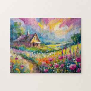 Puzzle Paysage agricole fleur sauvage Art Abstrait modern