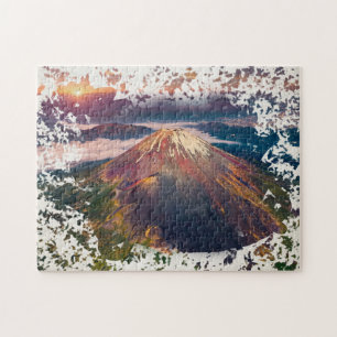 Puzzle Paysage artistique du lever de soleil sur le mont 