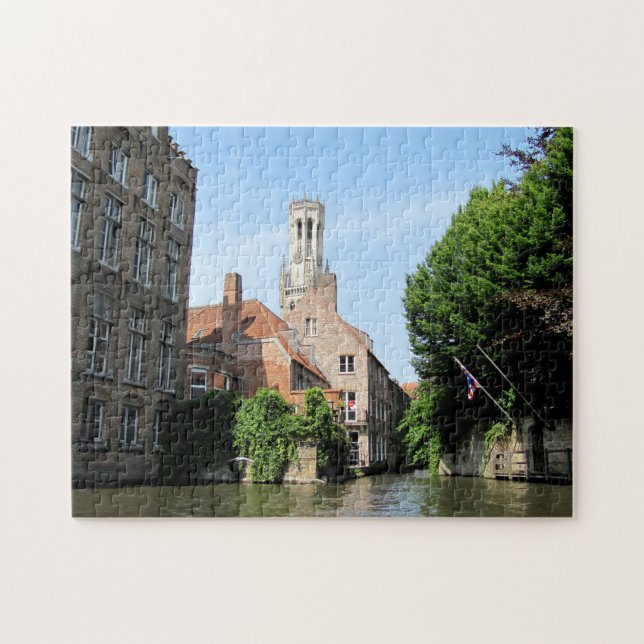 Puzzle Paysage avec canal d'eau à Bruges, Belgique. (Horizontal)