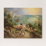 Puzzle Paysage avec la chute d'Icarus par P. Bruegel<br><div class="desc">Pieter Bruegel l'Ancien - Paysage avec la chute d'Icarus, 1560. Pieter Bruegel (aussi Brueghel ou Breughel) l'Ancien (1525-1569) fut l'artiste le plus important de la peinture de la Renaissance néerlandaise et flamande, peintre et imprimeur, connu pour ses paysages et ses scènes paysannes. Dans la mythologie grecque, Icarus réussit à voler,...</div>