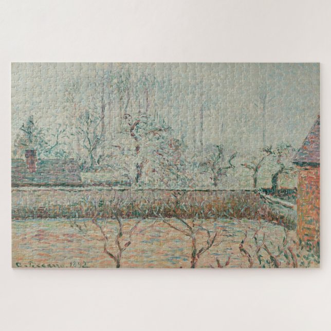 Puzzle Paysage avec maisons et mur de clôture, gelée et b (Horizontal)