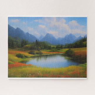 Puzzle Paysage avec montagnes à l'écart