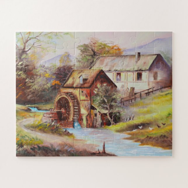 Puzzle Paysage avec roue à eau (Horizontal)
