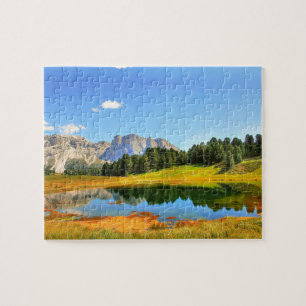 Puzzle Paysage coloré Montagnes Lac Forêt jaune