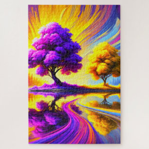 Puzzle Paysage d'arbre coloré surréaliste