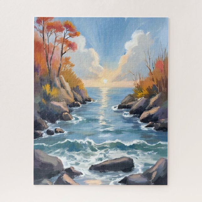 Puzzle Paysage d'automne de rivière au soleil Couleur à l (Vertical)