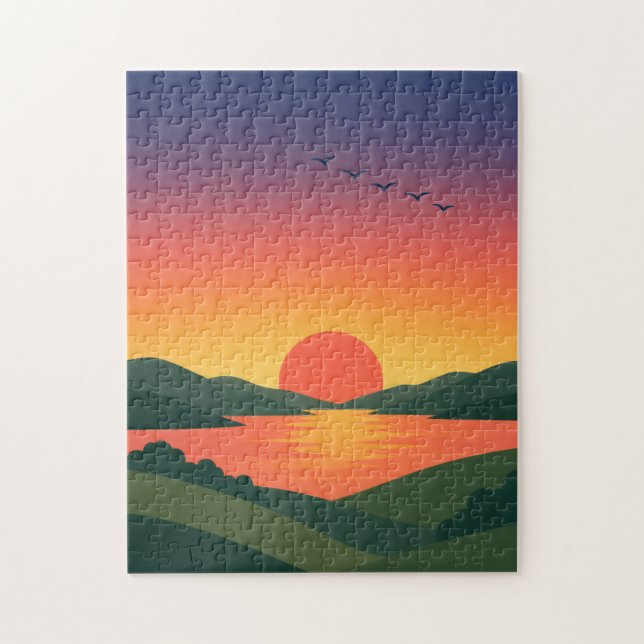 Puzzle Paysage de lever de soleil sur des collines ondoya (Vertical)