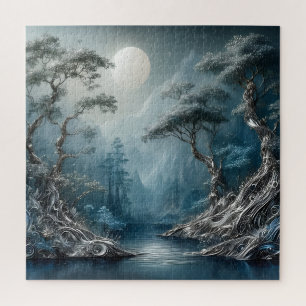 Puzzle Paysage de montagne boisé fantastique et serein