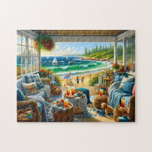 Puzzle Paysage de porche d'été de la Nouvelle-Angleterre