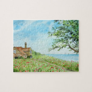 Puzzle Paysage de terrain de pavot peinture aquarelle