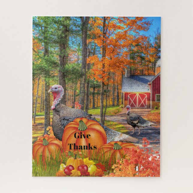 Puzzle Paysage de Thanksgiving avec Dindon sauvage / Vaca (Vertical)