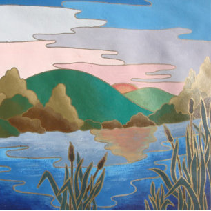 Puzzle Paysage d'eau bleu contemporain abstrait