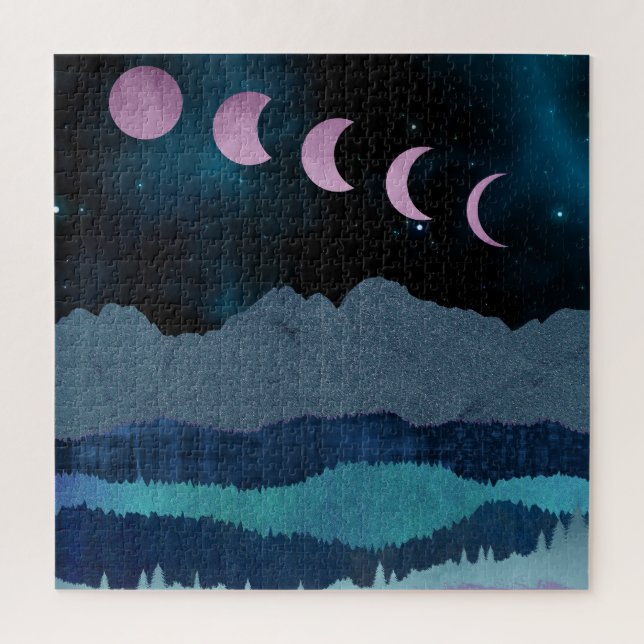 Puzzle Paysage des phases de la lune rose (Vertical)