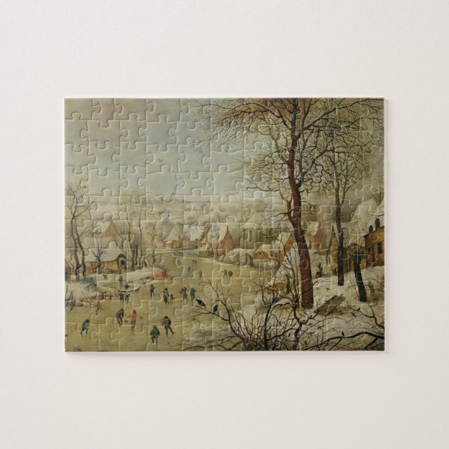 Puzzle Paysage d'hiver avec le piège d'oiseau (huile sur (Horizontal)