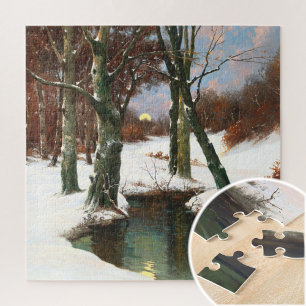 Puzzle Paysage D'Hiver Avec Lune Levante
