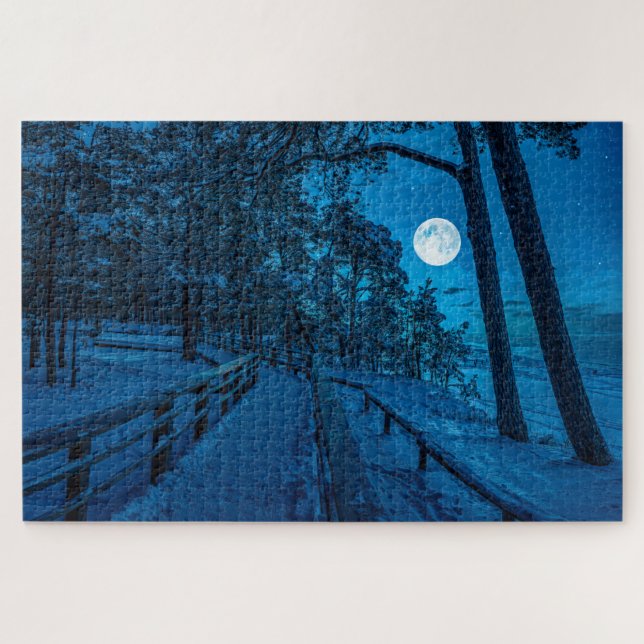Puzzle Paysage d'hiver avec pinède enneigée (Horizontal)