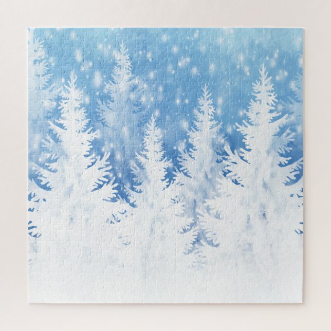 Puzzle Paysage d'hiver, Pins, Forêt (Vertical)