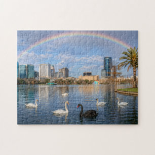Puzzle Paysage d'Orlando Floride Lac Eola Arc-en-ciel & C