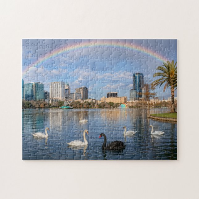 Puzzle Paysage d'Orlando Floride Lac Eola Arc-en-ciel & C (Horizontal)