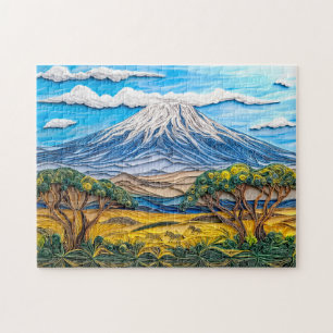 Puzzle Paysage du Kilimandjaro avec savane aux zèbres