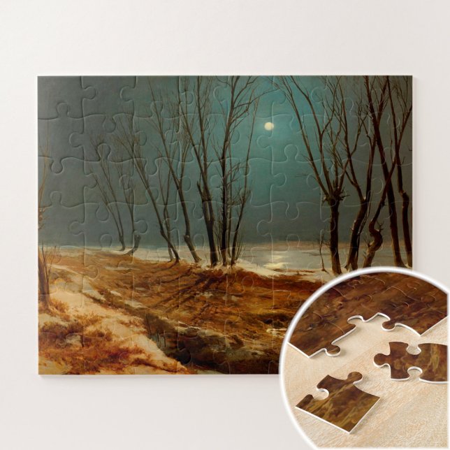 Puzzle Paysage en hiver au clair de lune par Carl Blechen (Créateur téléchargé)