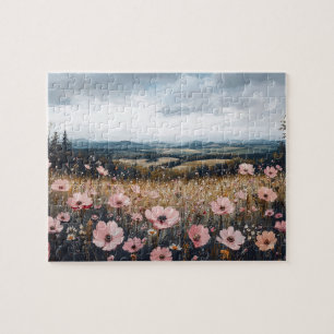 Puzzle Paysage Fleur sauvage rose pâle