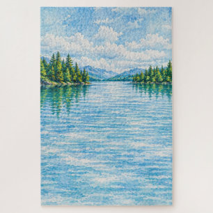Puzzle Paysage forestier du lac de montagne