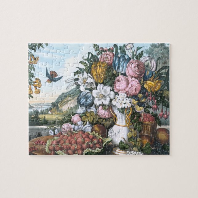 Puzzle Paysage, fruit et fleurs (Horizontal)