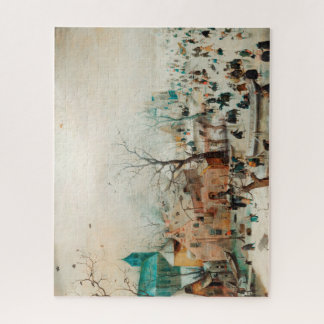 Puzzle Paysage hivernal avec patineurs sur glace - Averca