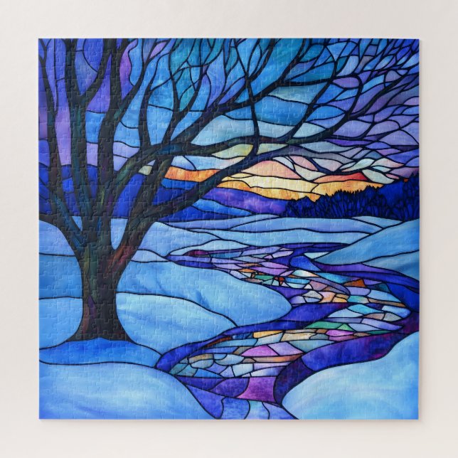 Puzzle Paysage hivernal en verre tendu (Vertical)