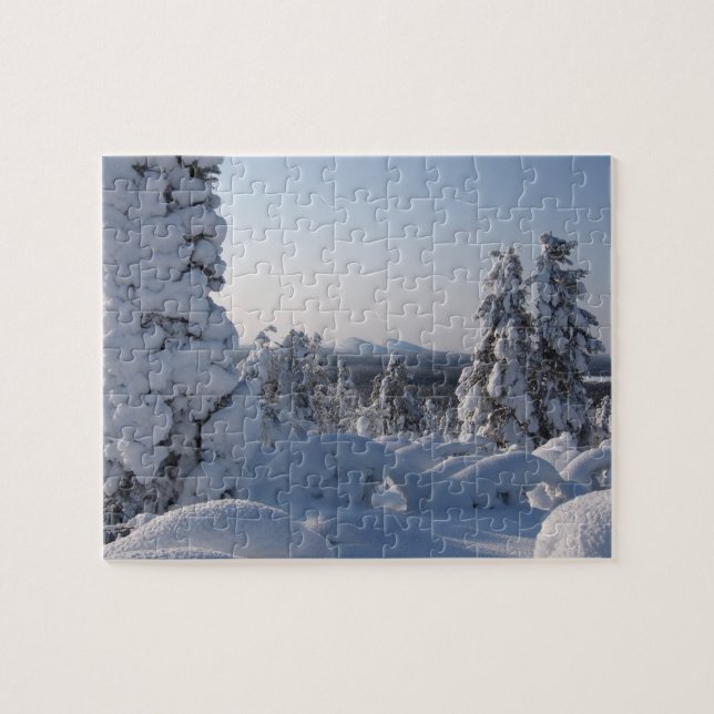 Puzzle Paysage hivernal enneigé avec des sapins (Horizontal)