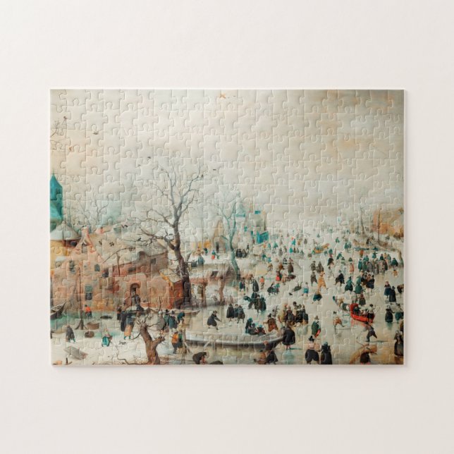 Puzzle Paysage hivernal Patineurs de glace 1608 Hendrick  (Horizontal)