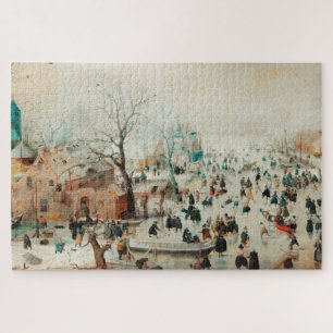 Puzzle Paysage hivernal Patineurs de glace 1608 Hendrick