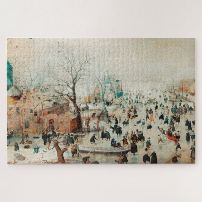 Puzzle Paysage hivernal Patineurs de glace 1608 Hendrick  (Horizontal)