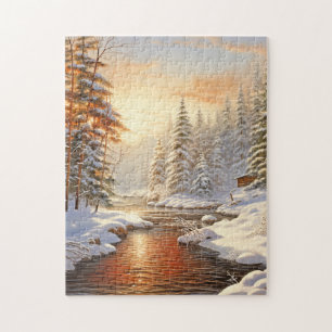 Puzzle Paysage hivernal Pins