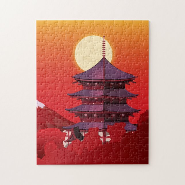 Puzzle Paysage japonais dessin animé de voyage (Vertical)
