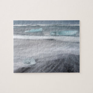 Puzzle Paysage marin agité avec de la glace, Islande