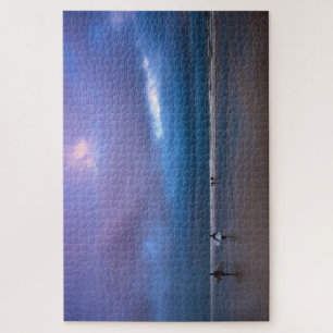 Puzzle Paysage marin de ciel pourpre sombre et orageux, p