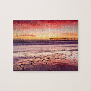 Puzzle Paysage marin et jetée au coucher du soleil, CA