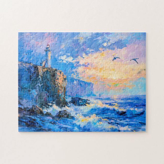 Puzzle Paysage marin impressionniste d'un phare sur une c (Horizontal)