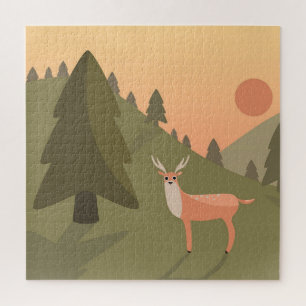 Puzzle Paysage Montagne des Cerfs Nature Parc sauvage Cou