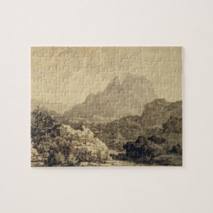 Puzzle Paysage montagneux, c.1780 (gris et lavage de brun