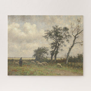 Puzzle Paysage mouton et berger fine art vintage