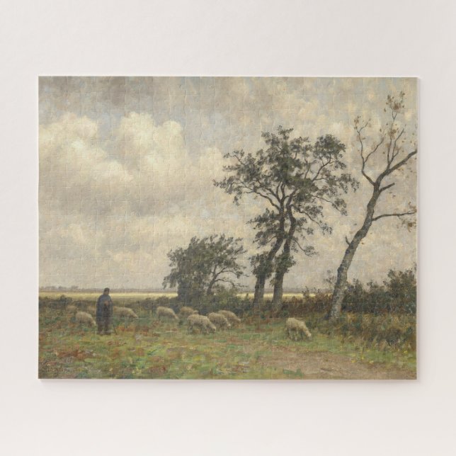 Puzzle Paysage mouton et berger fine art vintage (Horizontal)