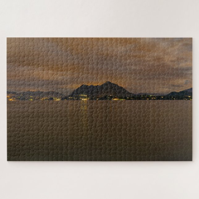 Puzzle Paysage nocturne pittoresque du lac Majeur Italie  (Horizontal)