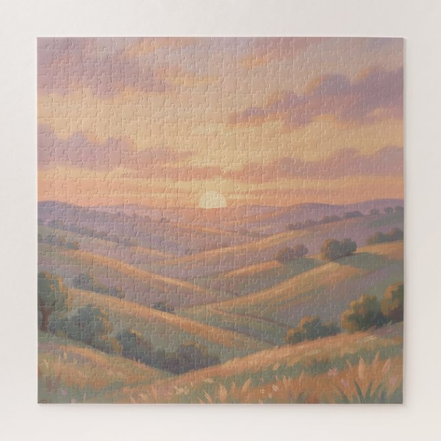 Puzzle Paysage Pastel de Collines Ondulantes au Coucher d (Vertical)