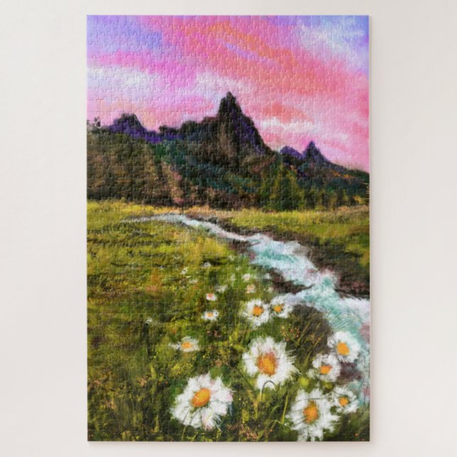 Puzzle Paysage printanier - Fleur peinture d'art original (Vertical)