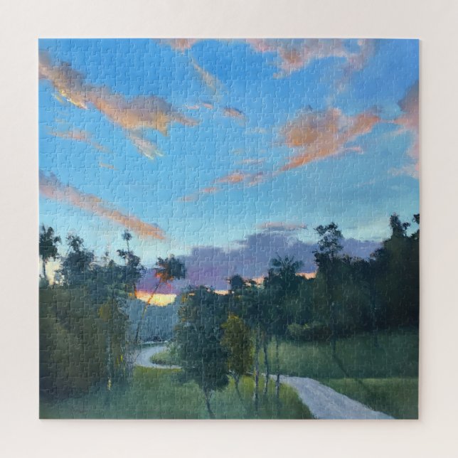 Puzzle Paysage rural Sunset Country Road Peinture (Vertical)