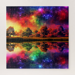 Puzzle Paysage surréaliste fantastique coloré