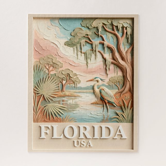 Puzzle Paysage Texturé de la Faune Aviaire des Everglades (Vertical)